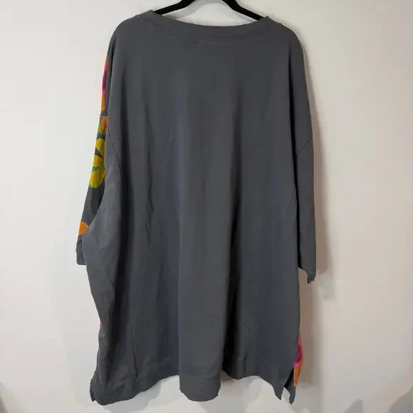 Natural Life Women's Billie Oversized Sweatshirt Tunic Boho Floral Gray OS - Picture 3 of 8